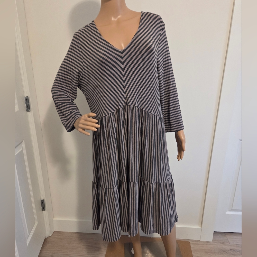 Matilda Jane Grey & Black Striped Dream Chaser Lovely Day Dress